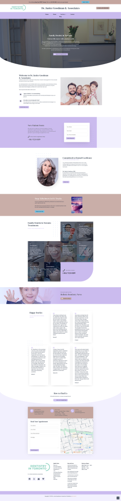 Screenshot of Toronto dental clinic web design project.